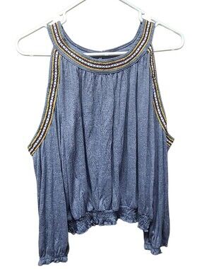 It's Our Time Boho Cold Shoulder Embroidered Top Size XL